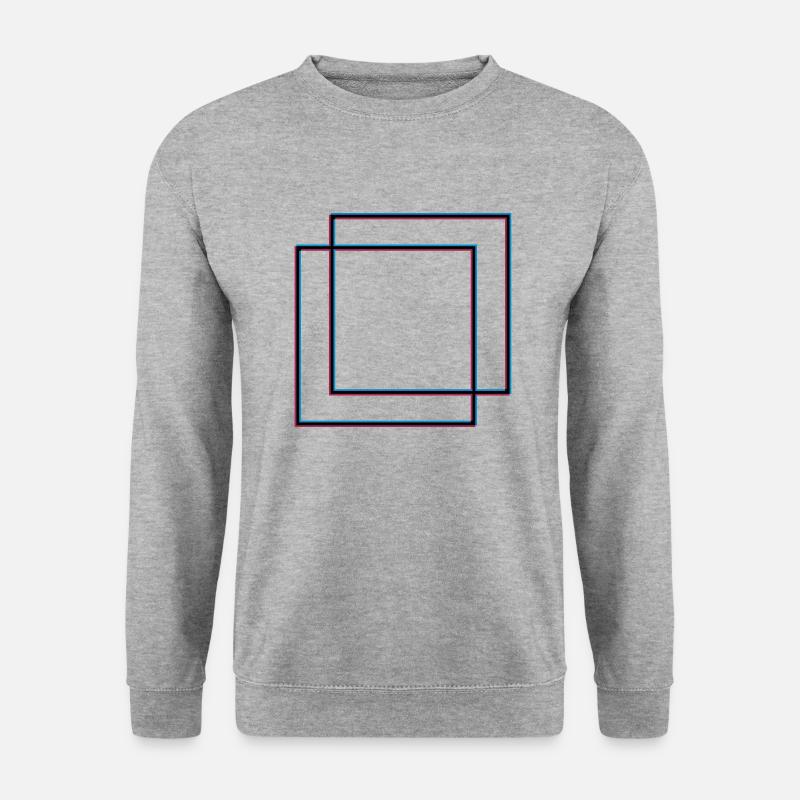 2 Quadrate Viereck - Unisex Pullover - Weißgrau meliert