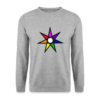 Étoile à 7 pointes, sept couleurs de l'arc-en-ciel - Sweat-shirt Unisexe - gris chiné - Devant - Alina (178cm) & Michal (187cm)