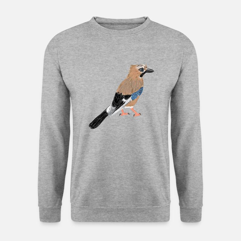 Eichelhäher / Eurasian Jay I - Unisex Pullover - Weißgrau meliert