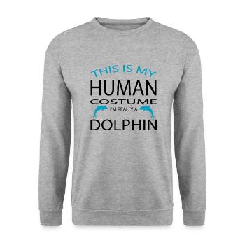 Dolphin Delfin - Unisex Pullover - Weißgrau meliert - Vorne - Alina (178cm) & Michal (187cm)