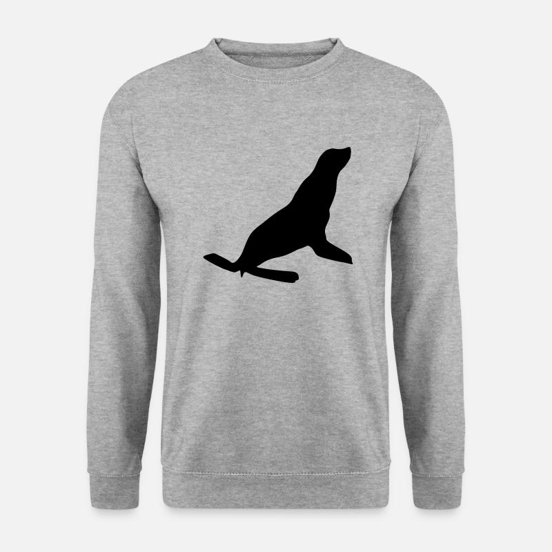 see robbe silhouette seehund - Unisex Pullover - Weißgrau meliert