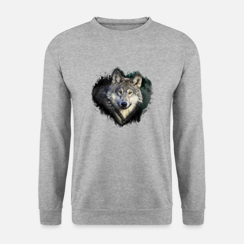 Wolf Liebe - Unisex Pullover - Weißgrau meliert