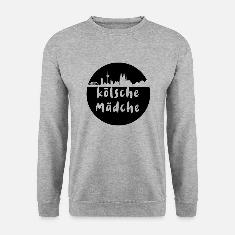 köln,kölsche mädche, scherenschnitt, skyline, - Unisex Pullover - Weißgrau meliert