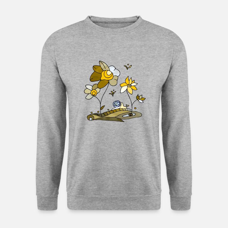 Blumen - Unisex Pullover - Weißgrau meliert