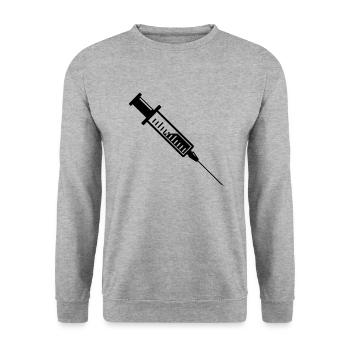 Spritze, ich bin durch! - Unisex Pullover - Weißgrau meliert - Vorne - Alina (178cm) & Michal (187cm)