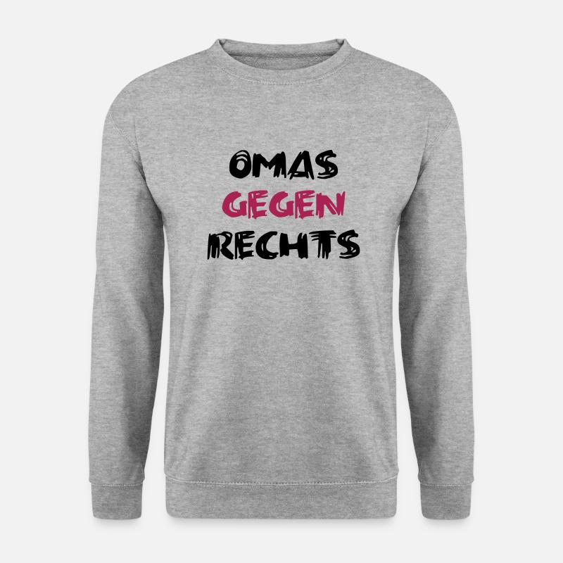 Omas gegen Rechts mittig - Unisex Pullover - Weißgrau meliert