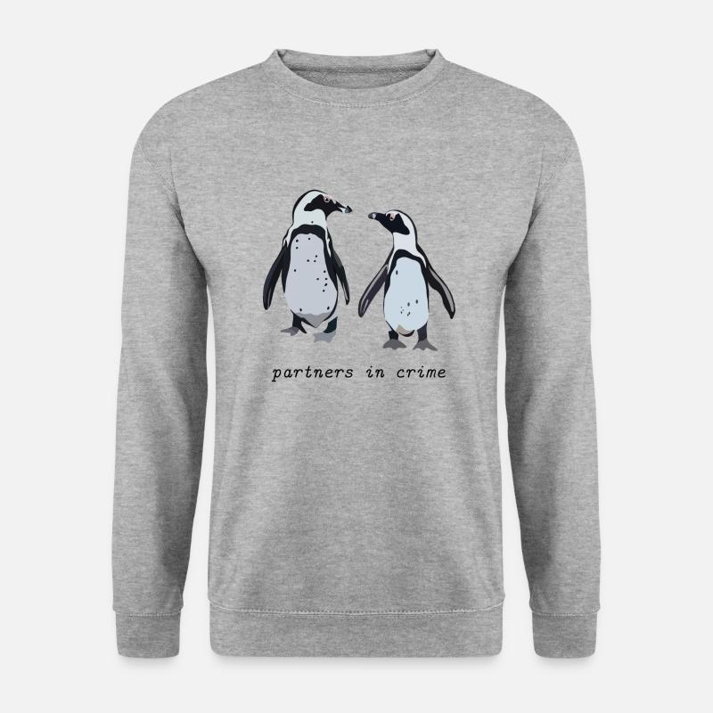cute Pinguins / Partners in crime - Unisex Pullover - Weißgrau meliert