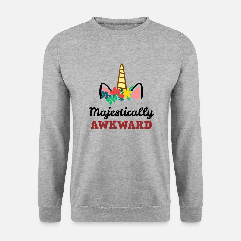 Majestätisch unbeholfenes Einhorn - Unisex Pullover - Weißgrau meliert