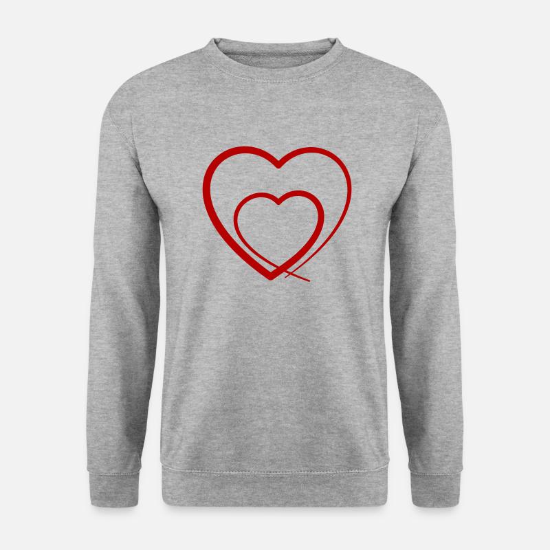 Herz - Unisex Pullover - Weißgrau meliert