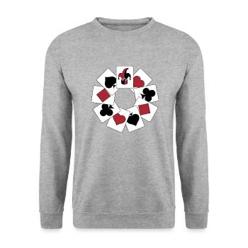 cartes de poker - Sweat-shirt Unisexe - gris chiné - Devant - Alina (178cm) & Michal (187cm)