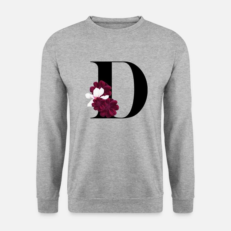 Buchstabe D blühende - Unisex Pullover - Weißgrau meliert