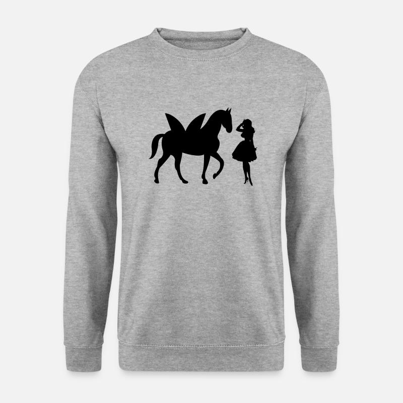 Pferd - Unisex Pullover - Weißgrau meliert