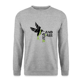GOWILD Zebravogel - Kolibristyle - Unisex Pullover - Weißgrau meliert - Vorne - Alina (178cm) & Michal (187cm)