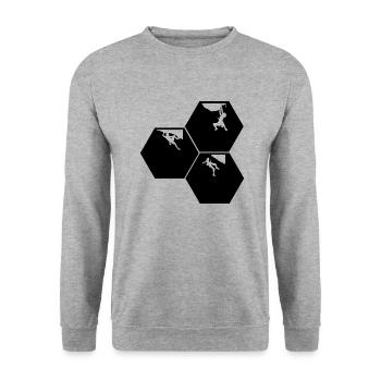 Bouldern Klettern Climbing - Unisex Pullover - Weißgrau meliert - Vorne - Alina (178cm) & Michal (187cm)