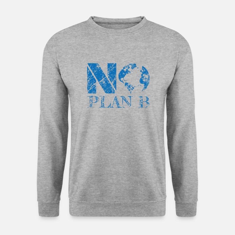 no planet B 000013 blue 01 - Unisex Pullover - Weißgrau meliert