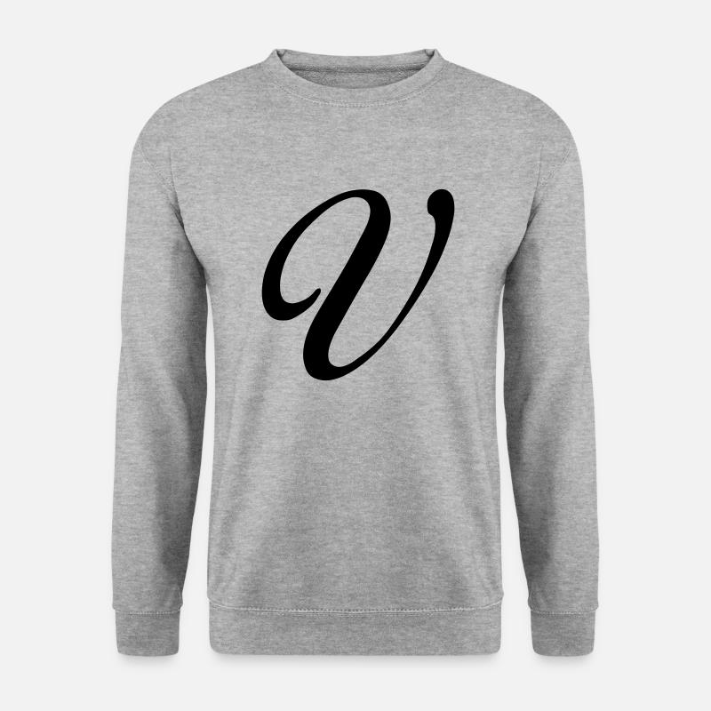 V - Unisex Pullover - Weißgrau meliert