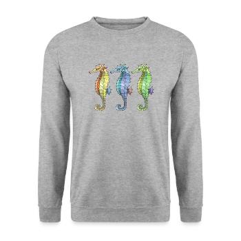 Hippocampes - Sweat-shirt Unisexe - gris chiné - Devant - Alina (178cm) & Michal (187cm)