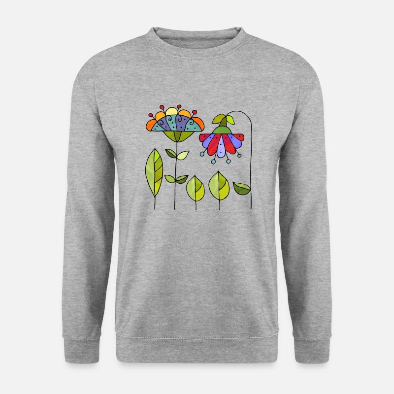 Blumen - Unisex Pullover - Weißgrau meliert