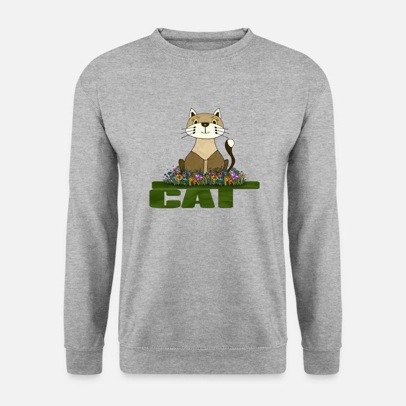 Katze - Unisex Pullover - Weißgrau meliert