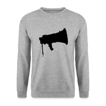 Icon Megafon Propaganda Symbol - Unisex Pullover - Weißgrau meliert - Vorne - Alina (178cm) & Michal (187cm)