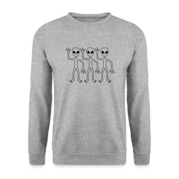 Team 3 Friends Aliens - Unisex Sweatshirt - salt & pepper - Front - Alina (178cm) & Michal (187cm)