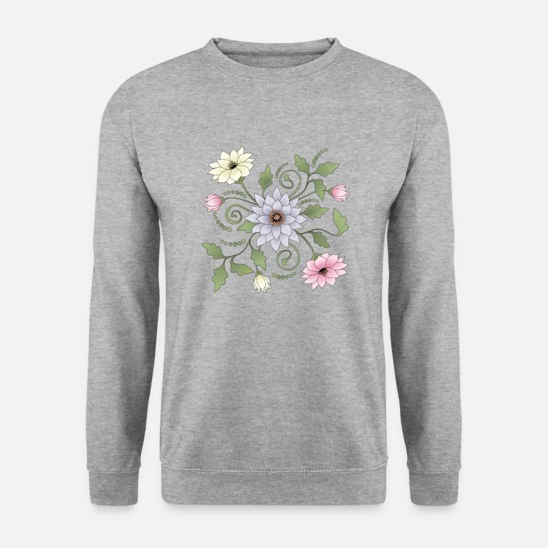 Blumen - Unisex Pullover - Weißgrau meliert