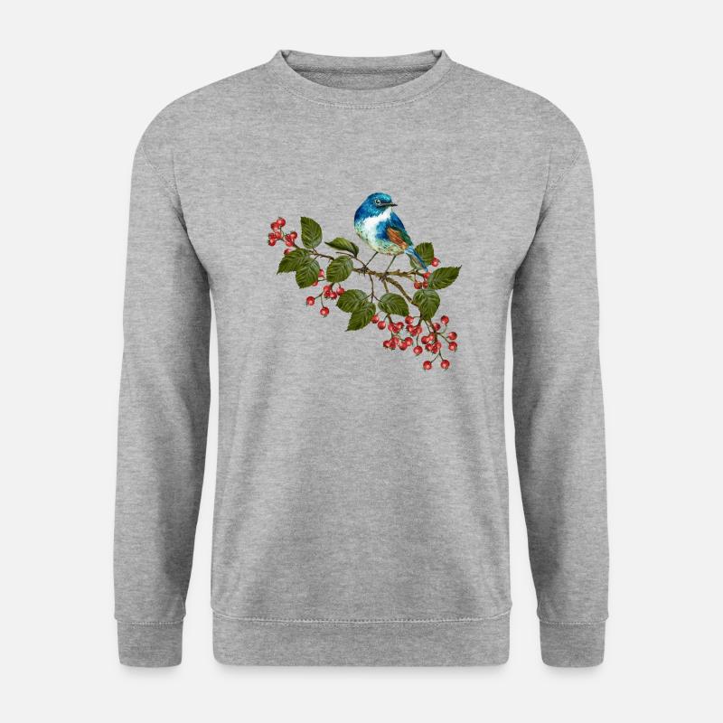Bunter Vogel - Unisex Pullover - Weißgrau meliert