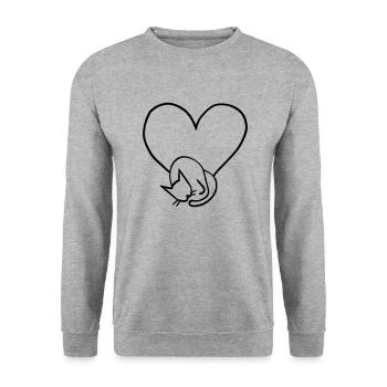 Cats Love Heart Line Art Gift Idea - Unisex Sweatshirt - salt & pepper - Front - Alina (178cm) & Michal (187cm)