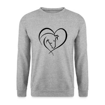 Pferd Herz Reiten Pferdebesitzerin - Unisex Pullover - Weißgrau meliert - Vorne - Alina (178cm) & Michal (187cm)