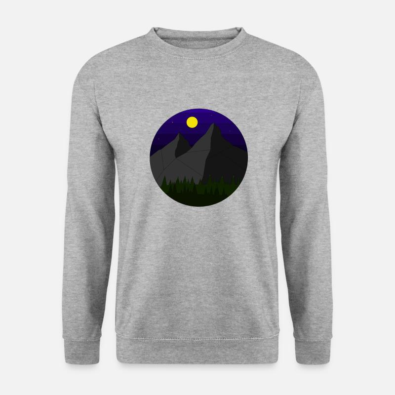 Berglandschaft (Nachtversion) - Unisex Pullover - Weißgrau meliert