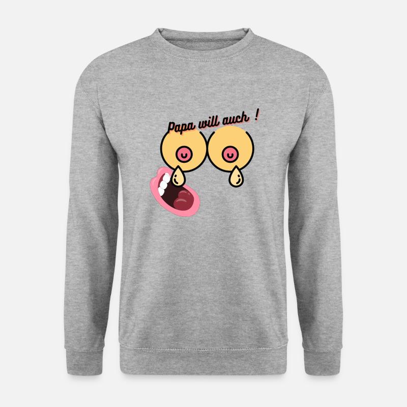 Papa will auch - Unisex Pullover - Weißgrau meliert