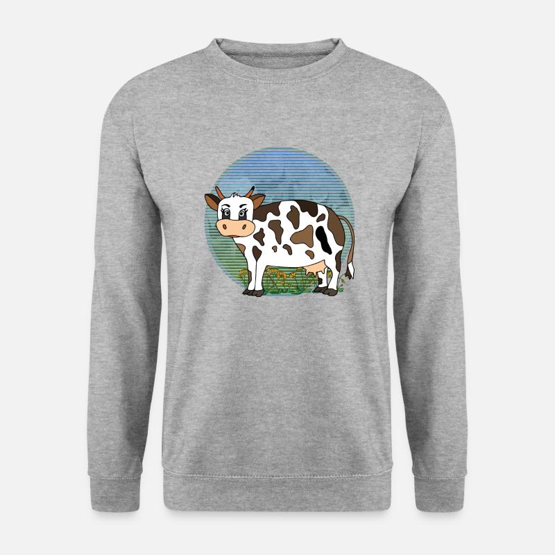 Kuh - Unisex Pullover - Weißgrau meliert