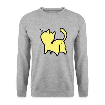 chat jaune - Sweat-shirt Unisexe - gris chiné - Devant - Alina (178cm) & Michal (187cm)