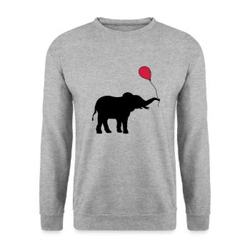 Red Balloon Elephant Gift - Unisex Sweatshirt - salt & pepper - Front - Alina (178cm) & Michal (187cm)