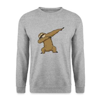Dabbing Faultier Geschenkidee - Unisex Pullover - Weißgrau meliert - Vorne - Alina (178cm) & Michal (187cm)