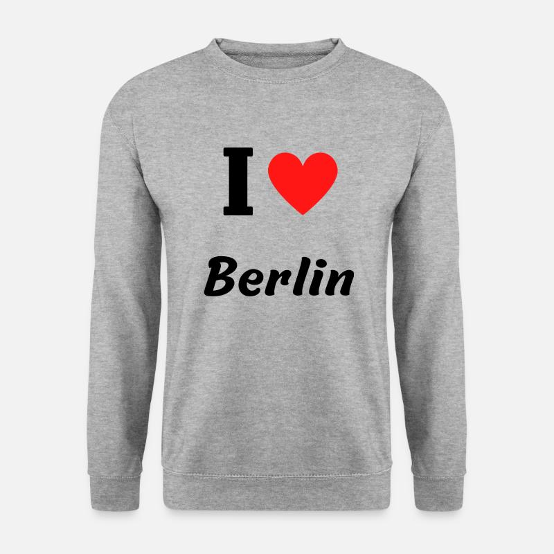 I love Berlin - Unisex Pullover - Weißgrau meliert
