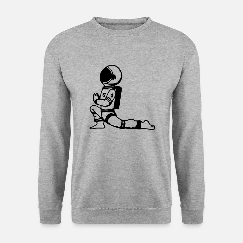 Astronaut Yoga Lustig Geschenkidee - Unisex Pullover - Weißgrau meliert
