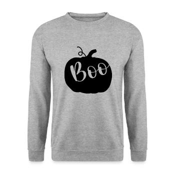 Pumpkin Boo Halloween - Unisex Sweatshirt - salt & pepper - Front - Alina (178cm) & Michal (187cm)