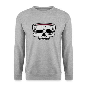 Cartoon Skull Cup Horreur - Sweat-shirt Unisexe - gris chiné - Devant - Alina (178cm) & Michal (187cm)