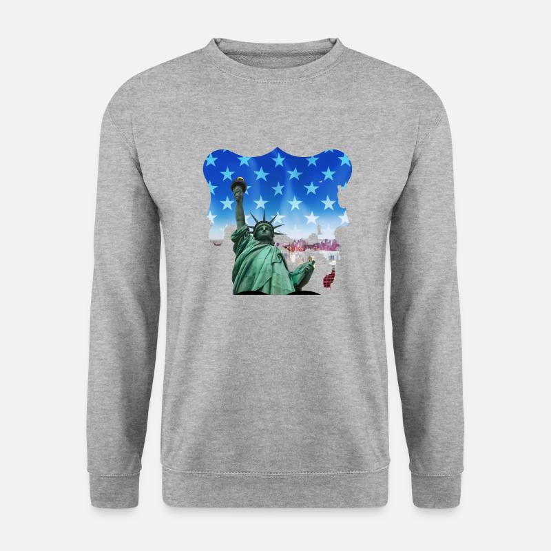 Freiheitsstatue, USA - Unisex Pullover - Weißgrau meliert