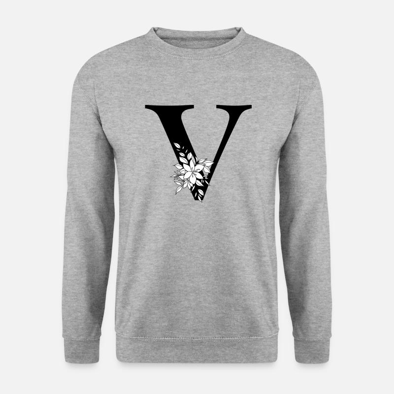 Buchstabe V - Unisex Pullover - Weißgrau meliert