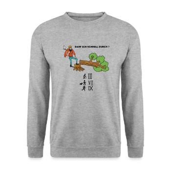 Darf ich schnell durch - Unisex Pullover - Weißgrau meliert - Vorne - Alina (178cm) & Michal (187cm)