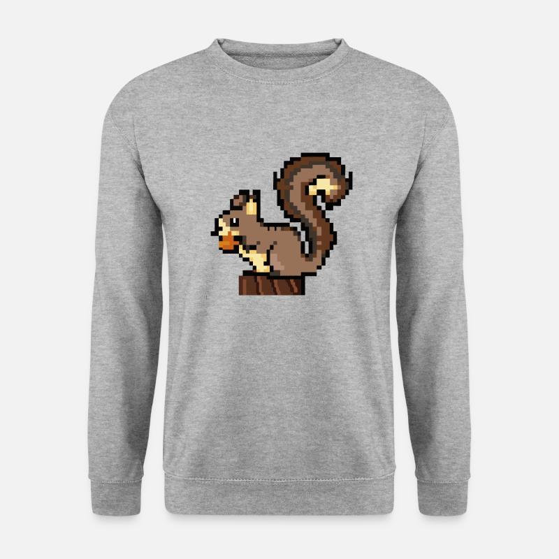 Eichhörnchen Pixel Art Geschenkidee - Unisex Pullover - Weißgrau meliert