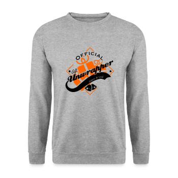 Official gift unwrapper since birth - Unisex Pullover - Weißgrau meliert - Vorne - Alina (178cm) & Michal (187cm)