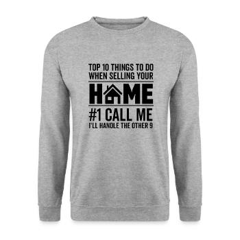Top 10 des choses à faire lors de la vente de votre maison #1 Appel - Sweat-shirt Unisexe - gris chiné - Devant - Alina (178cm) & Michal (187cm)