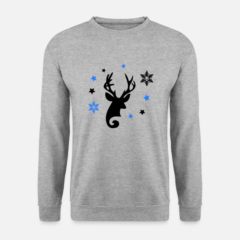 Reh Sterne - Unisex Pullover - Weißgrau meliert