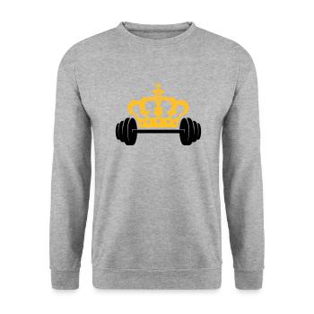 Conception du logo Krone Dumbbell - Sweat-shirt Unisexe - gris chiné - Devant - Alina (178cm) & Michal (187cm)