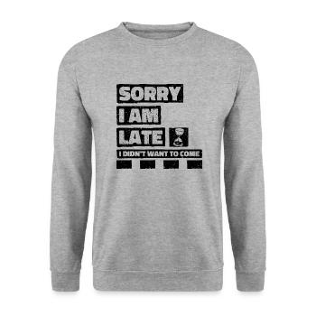 Désolé d’être en retard, je ne voulais pas venir cadeau - Sweat-shirt Unisexe - gris chiné - Devant - Alina (178cm) & Michal (187cm)