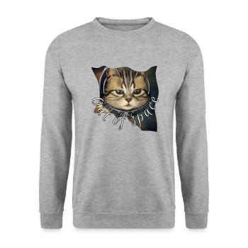 Space cat - Unisex Pullover - Weißgrau meliert - Vorne - Alina (178cm) & Michal (187cm)