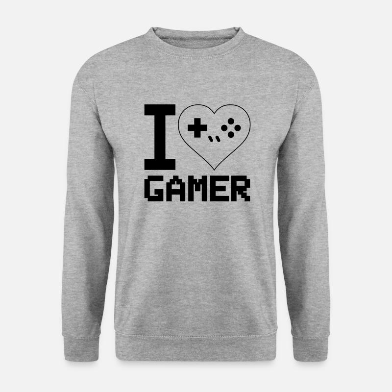 I Love Gamer - Unisex Pullover - Weißgrau meliert